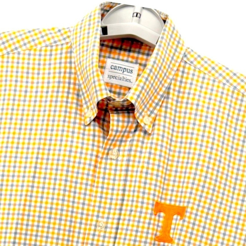 Campus Specialties Tennessee Volunteers Shirt Men M Orange Gingham Button Up